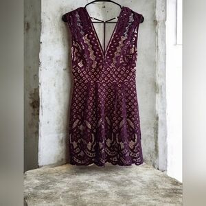 Free People One Million Lovers Lace Dress Plum